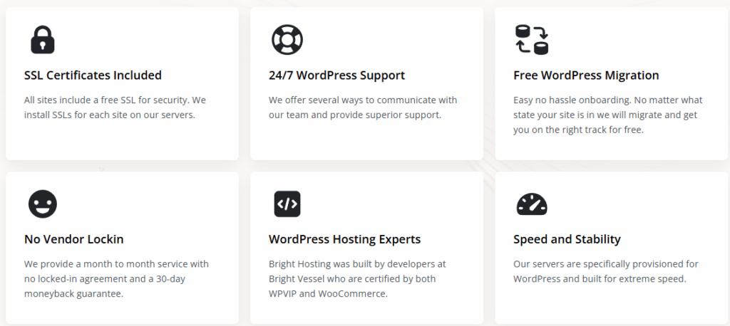 Caractéristiques des plans d’hébergement WordPress