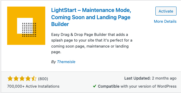 LightStart – Maintenance Mode, Coming Soon and Landing Page Builder  - Best WordPress Maintenance Mode Plugins