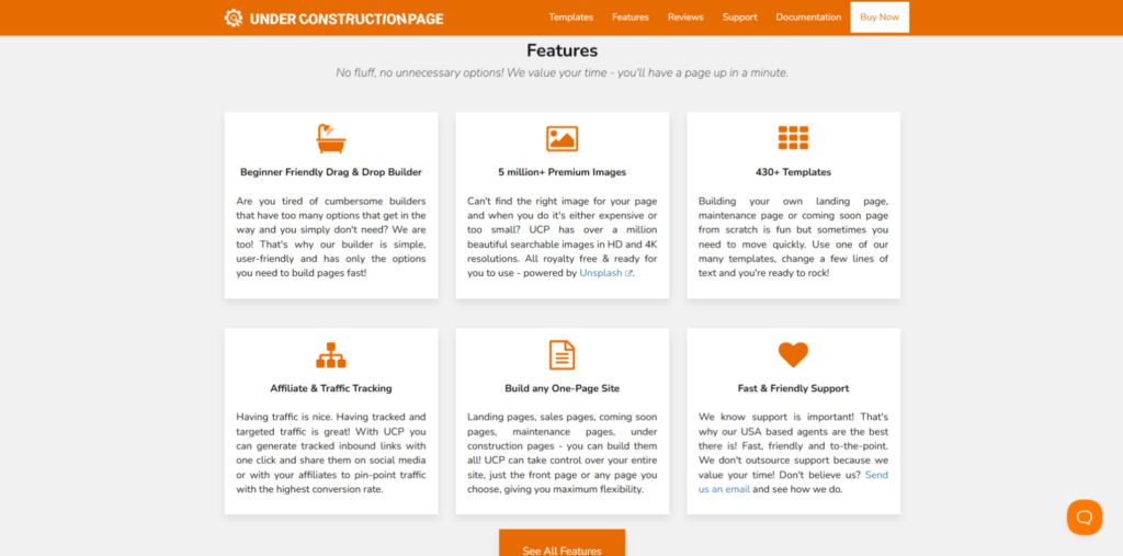 Under Construction Page - Features - Best WordPress Maintenance Mode Plugins